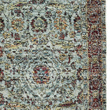 12' Runner Blue Red Green and Gold Oriental Power Loom Runner Rug