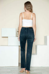 Judy Blue Full Size Button Fly Hem Destroy Straight Jeans - Trendsi - Flyclothing LLC