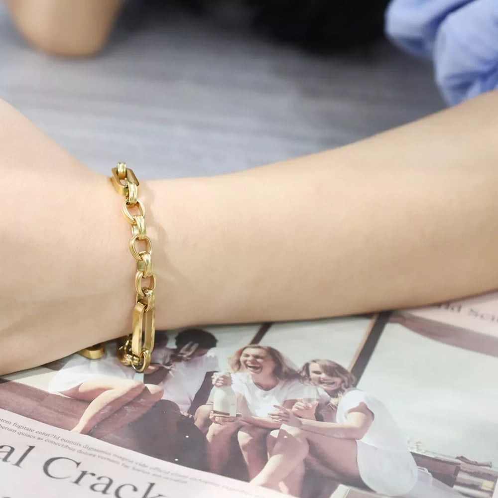 18K Gold-Plated Chunky Gold Chain Link Bracelet - Trendsi - Flyclothing LLC