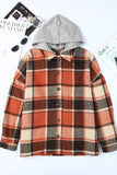 Plaid Button Up Hooded Shacket - Trendsi - Flyclothing LLC