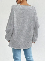 Off-Shoulder Drawstring Sweatshirt - Trendsi - Flyclothing LLC