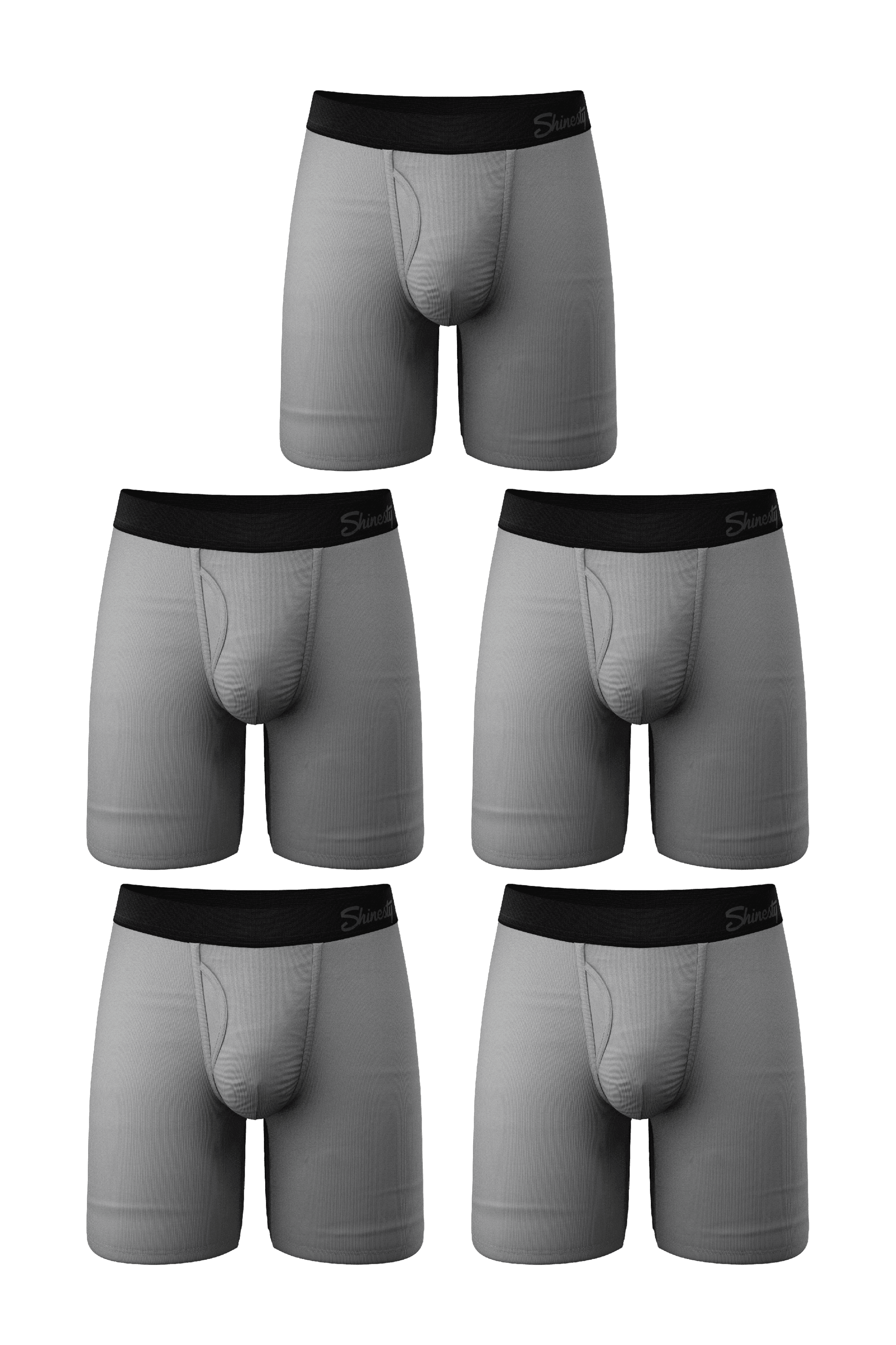 The 50 Shades | Long Leg Grey Ball Hammock® Pouch Underwear With Fly 5 Pack - Shinesty