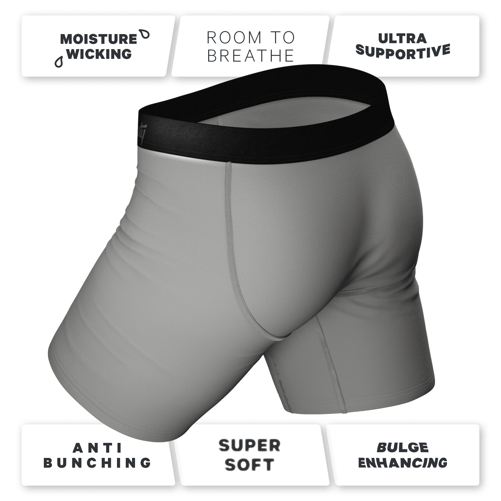 The 50 Shades | Long Leg Grey Ball Hammock® Pouch Underwear With Fly 5 Pack - Shinesty