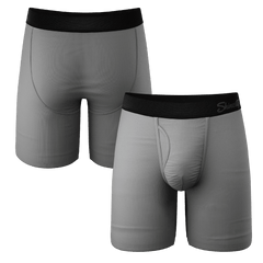 The 50 Shades | Long Leg Grey Ball Hammock® Pouch Underwear With Fly 5 Pack - Shinesty