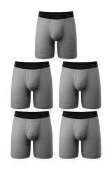 The 50 Shades | Long Leg Grey Ball Hammock® Pouch Underwear With Fly 5 Pack - Shinesty