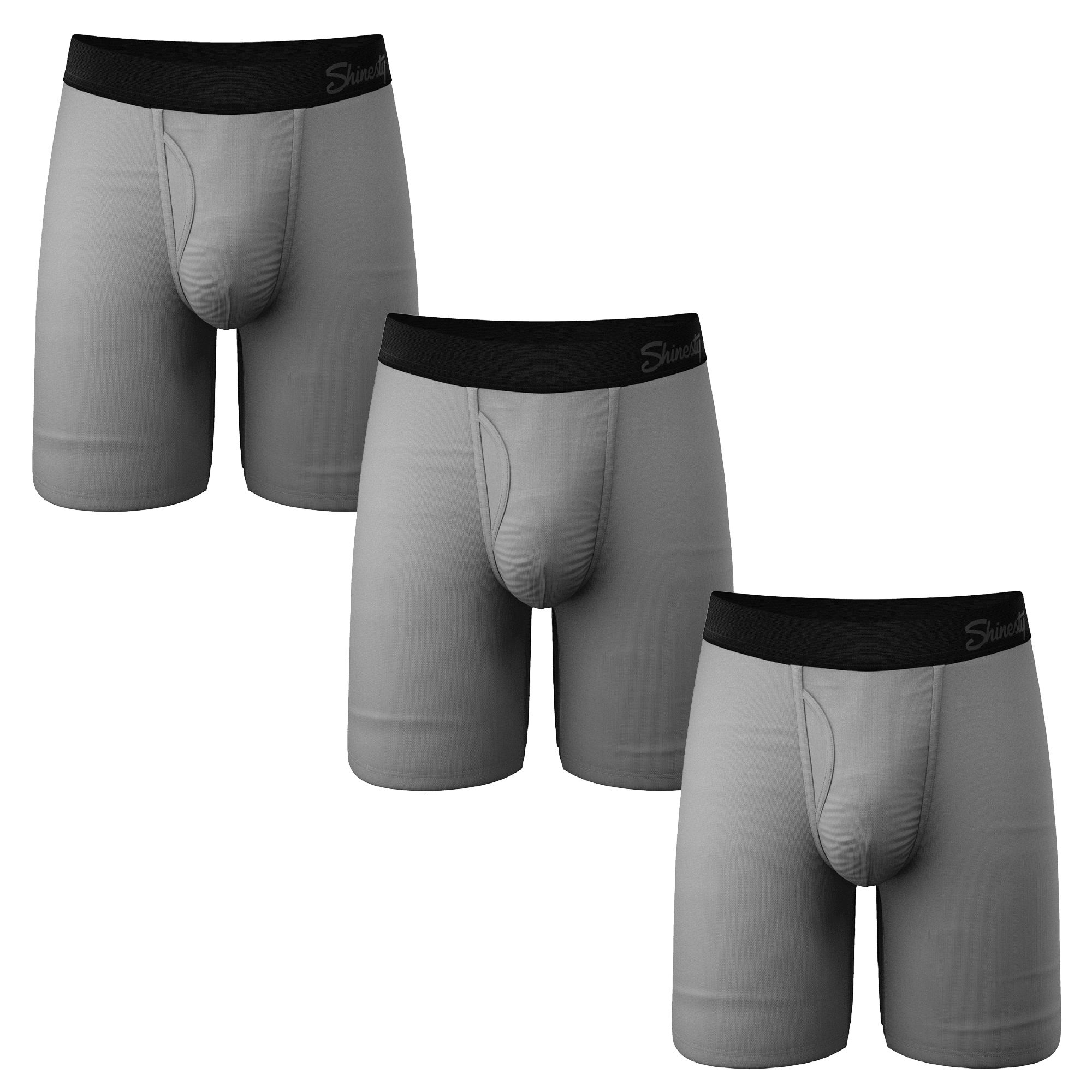 The 50 Shades | Long Leg Grey Ball Hammock® Pouch Underwear With Fly 3 Pack - Shinesty