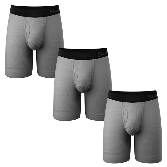 The 50 Shades | Long Leg Grey Ball Hammock® Pouch Underwear With Fly 3 Pack - Shinesty