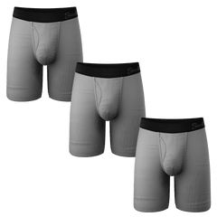 The 50 Shades | Long Leg Grey Ball Hammock® Pouch Underwear With Fly 3 Pack - Shinesty