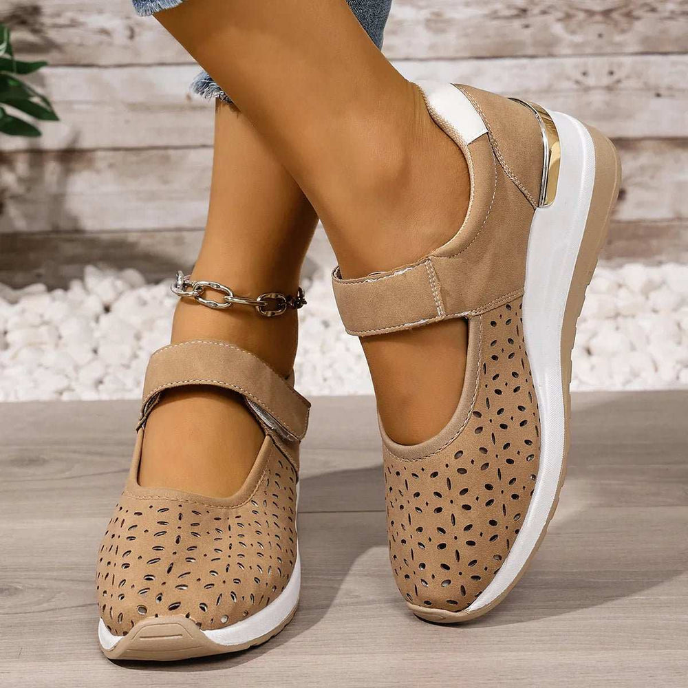 Breathable Cutout Wedge Loafers - Trendsi - Flyclothing LLC