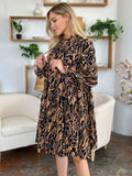 Double Take Full Size Printed Ruffle Hem Long Sleeve Dress - Trendsi - Flyclothing LLC