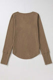 Eyelet V-Neck Long Sleeve Top - Trendsi - Flyclothing LLC