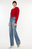 Kancan Distressed High Waist Bootcut Jeans - Trendsi
