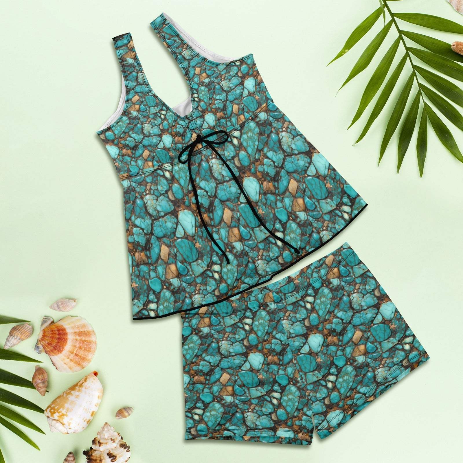 Baha Ranch All Turquoise Tankini & Boy Shorts Swim Set - Baha Ranch Western Wear - Flyclothing LLC