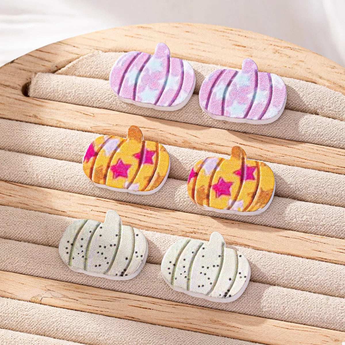 3 Piece Halloween Pumpkin Stud Earrings - Trendsi - Flyclothing LLC