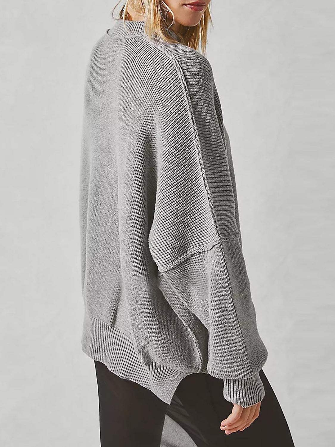 Round Neck Long Sleeve Sweater - Trendsi - Flyclothing LLC