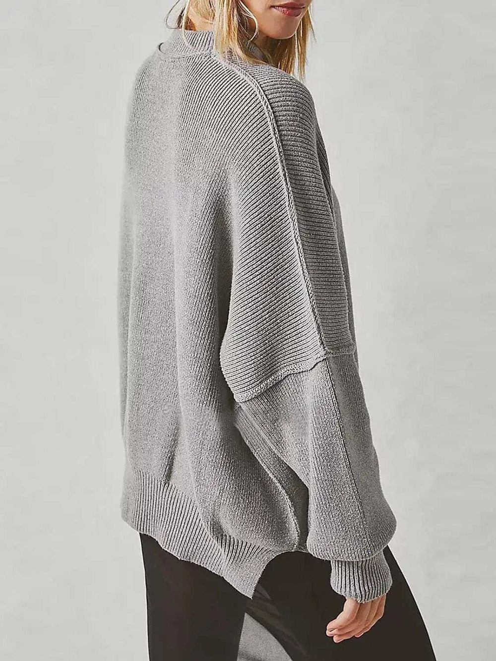Round Neck Long Sleeve Sweater - Trendsi - Flyclothing LLC