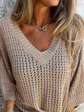 Full Size Openwork V-Neck Knit Cover Up Plus Size - Trendsi - Flyclothing LLC