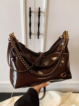 Leather Chain Shoulder Bag - Trendsi - Flyclothing LLC