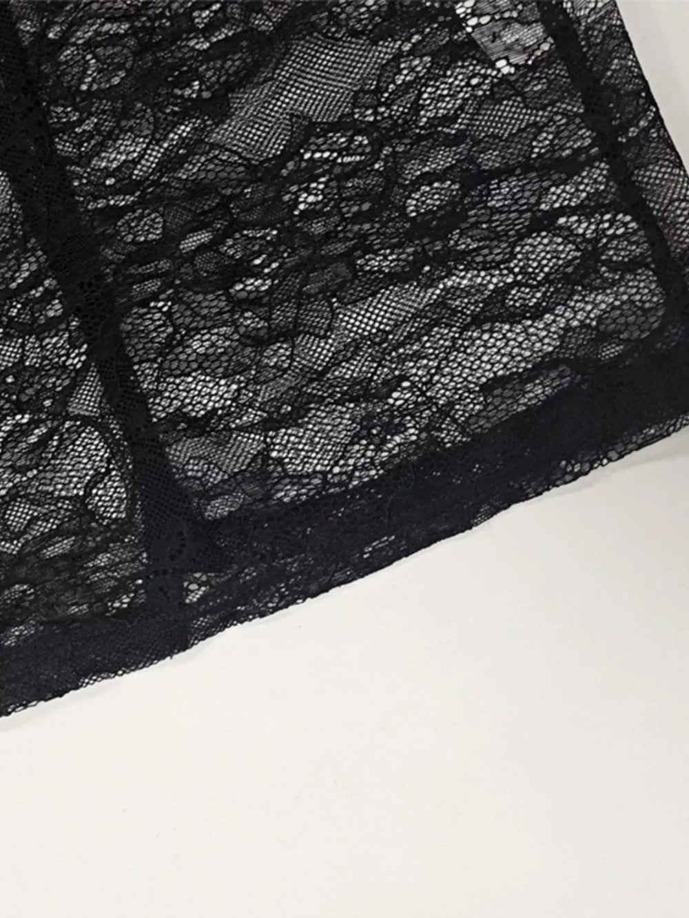 Lace Sheer Mock Neck Long Sleeve Maxi Dress - Trendsi - Flyclothing LLC