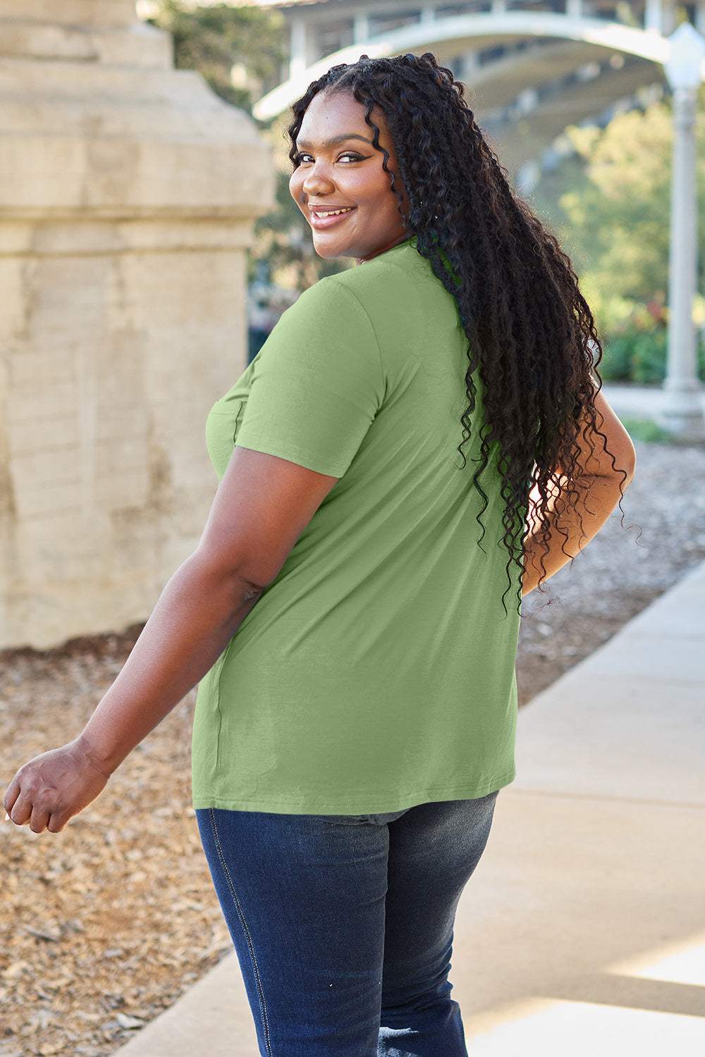 Basic Bae Bamboo Full Size V-Neck Short Sleeve T-Shirt - Trendsi - Flyclothing LLC