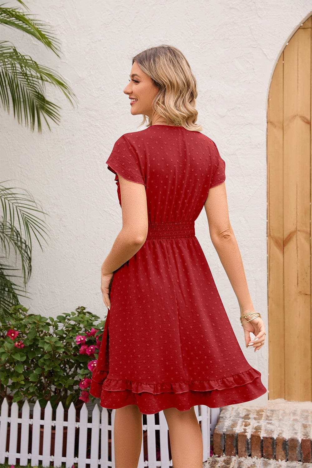 Swiss Dot Cap Sleeve Dress - Trendsi - Flyclothing LLC
