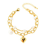 18K Gold-Plated Heart Charm Bracelet - Trendsi - Flyclothing LLC