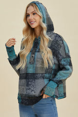 Double Take Full Size Plaid Dropped Shoulder Hoodie - Trendsi