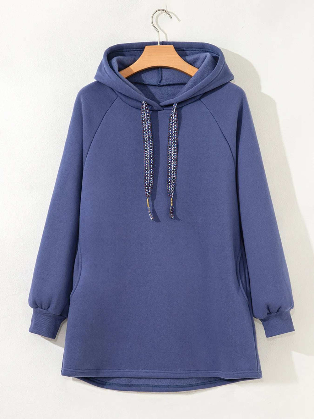 Fleece Lined Adjustable Drawstring Oversize Tunic Hoodie - Trendsi - Flyclothing LLC
