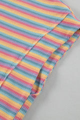 Striped Round Neck Top and Shorts Set - Trendsi - Flyclothing LLC