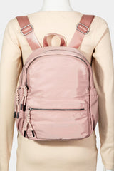 Fame Adjustable Strap Nylon Backpack Bag with Side Pockets - Trendsi