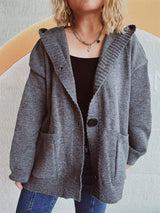 Dropped Shoulder Long Sleeve Hooded Cardigan - Trendsi - Flyclothing LLC