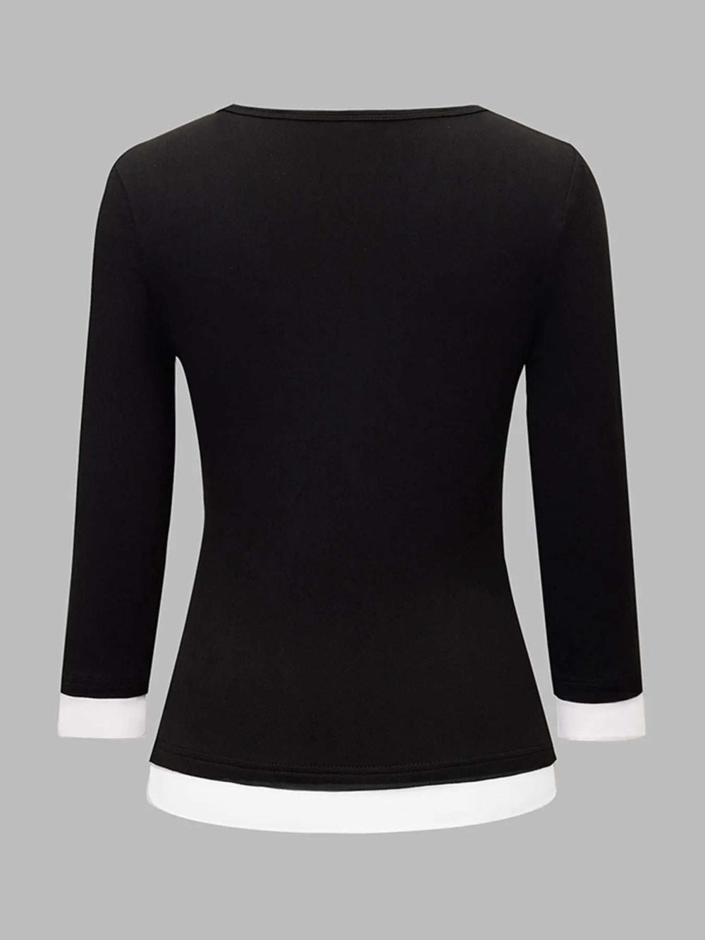 Contrast Trim Long Sleeve T-Shirt - Trendsi - Flyclothing LLC