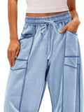 Drawstring Wide Leg Pants - Trendsi - Flyclothing LLC