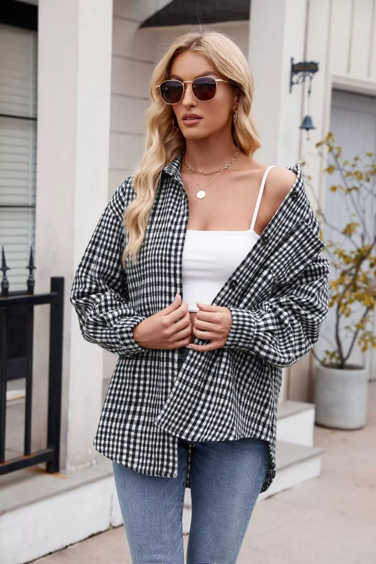Casual Plaid Long Sleeve Shirt - Trendsi - Flyclothing LLC
