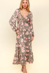 Haptics Twisted Detail Ruffled Hem Floral Dress with Side Pockets - Trendsi