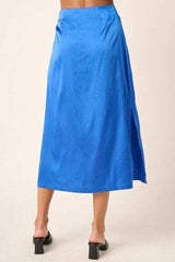 Mittoshop Side Slit Satin Midi Skirt - Trendsi - Flyclothing LLC