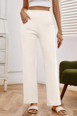 High Waist Wide Leg Pants with Pockets - Trendsi - Flyclothing LLC