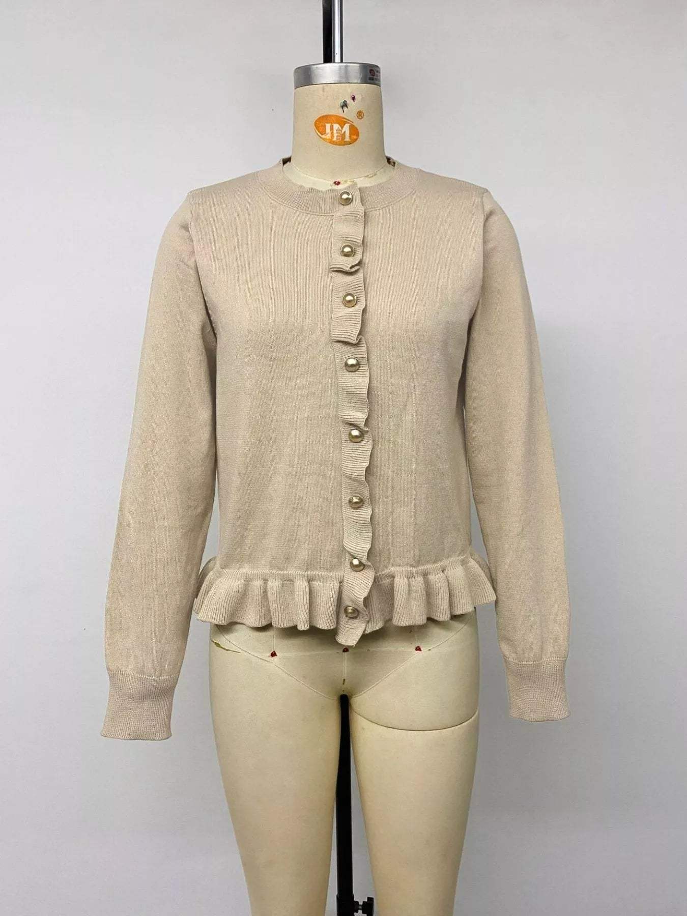 Ruffle Hem Button-Up Cardigan - Trendsi - Flyclothing LLC
