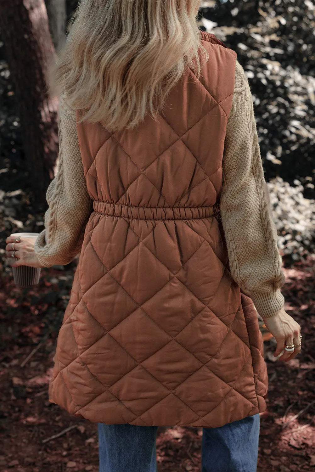 Pocketed Zipper and Button Vest Coat - Trendsi - Flyclothing LLC