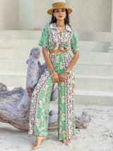 Printed Half Sleeve Top and Wide Leg Pants Set - Trendsi - Flyclothing LLC