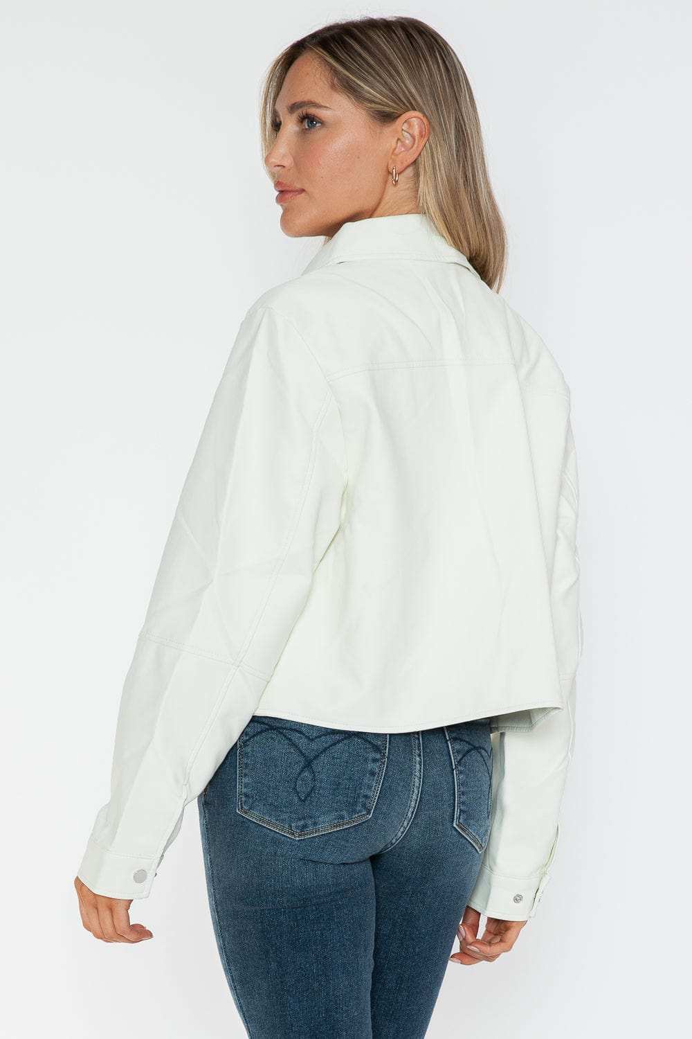 Snobbish Snap Down Long Sleeve PU Leather Jacket - Trendsi - Flyclothing LLC