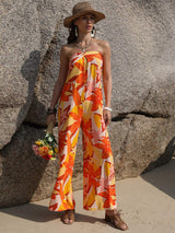Tied Printed Tube Wide Leg Jumpsuit - Trendsi - Flyclothing LLC