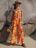 Tied Printed Tube Wide Leg Jumpsuit - Trendsi - Flyclothing LLC