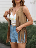 Fringe Open Front Vest Coat - Trendsi - Flyclothing LLC