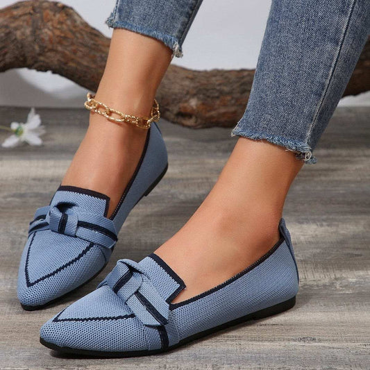 Bow Contrast Trim Point Toe Loafers - Trendsi - Flyclothing LLC