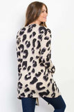 Be Stage Printed Open Front Knit Cardigan with Pockets - Trendsi