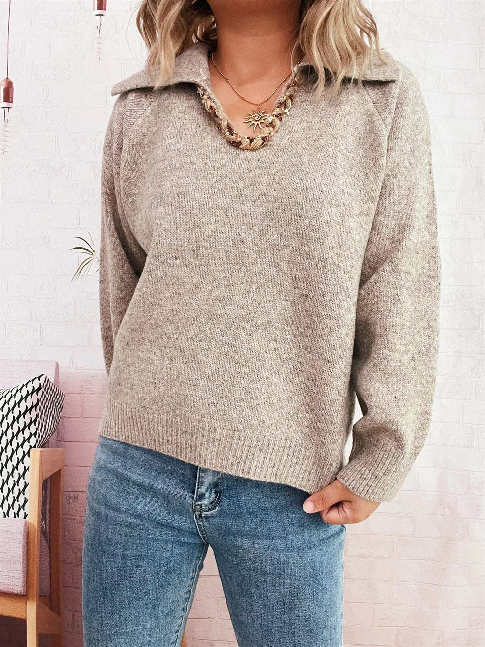 Ribbed Hem Raglan Sleeve Sweater - Trendsi - Flyclothing LLC