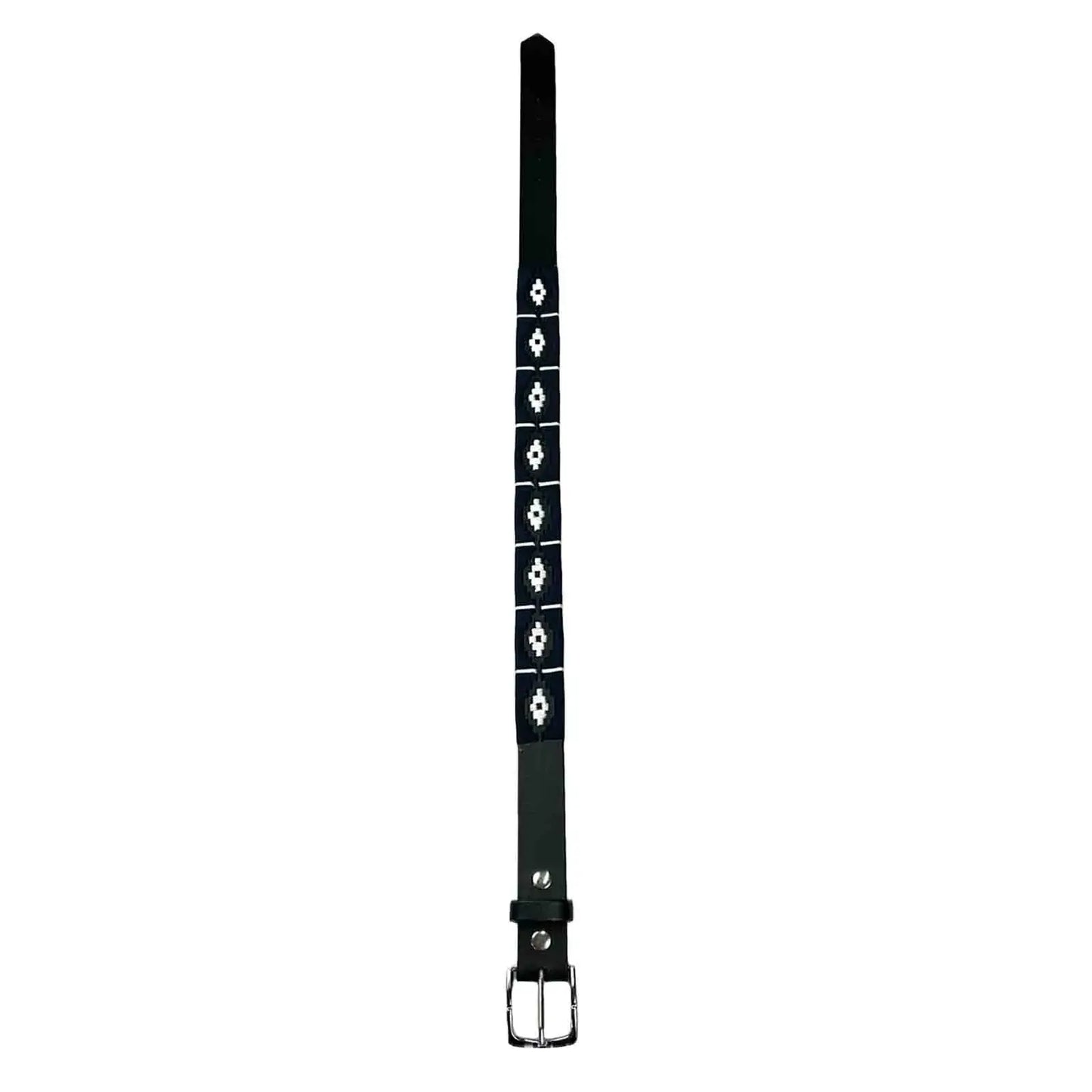 Black Leather Western Belt with Navy Polo Embroidery - Rockmount Ranch Wear - Flyclothing LLC