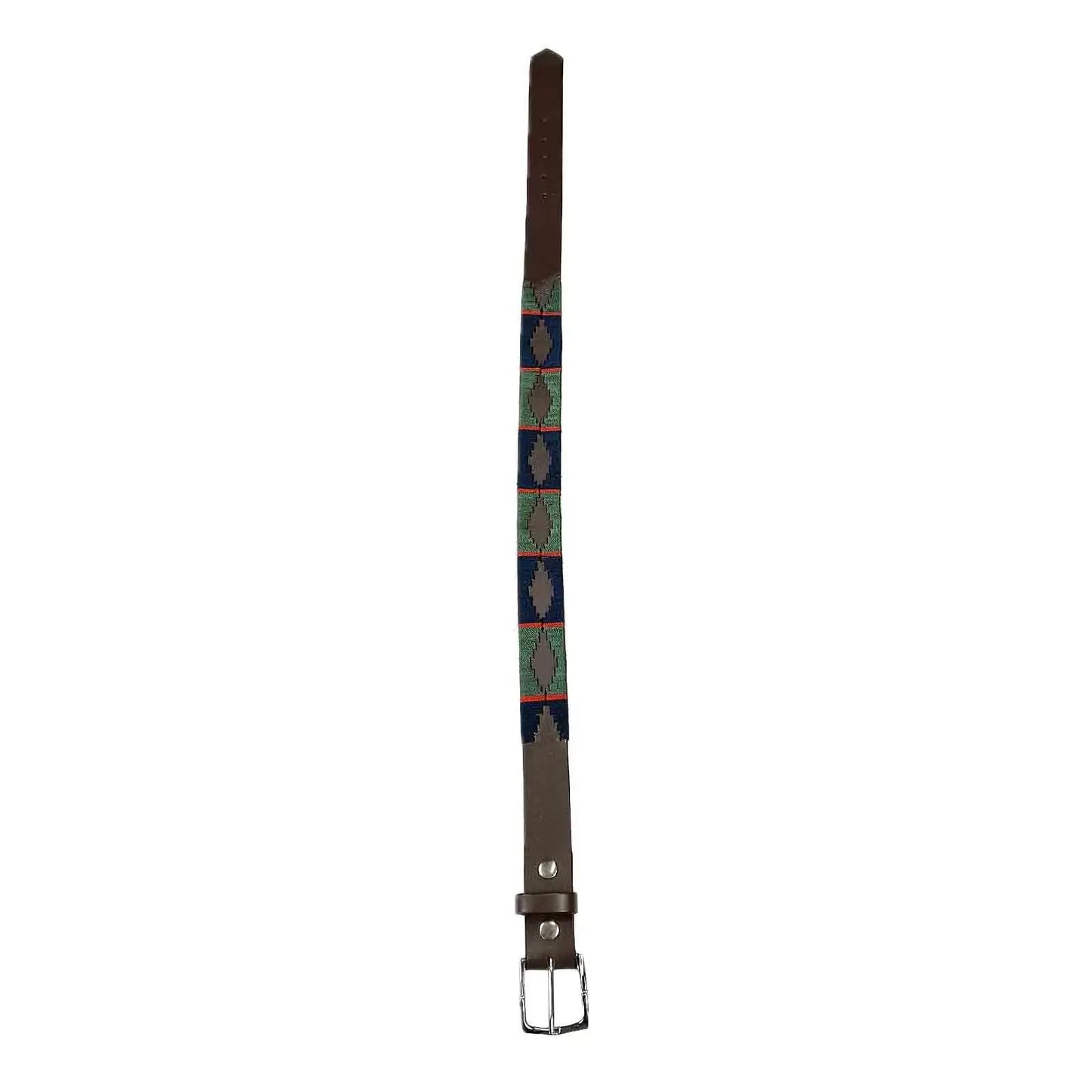 Brown Leather Western Belt with Blue & Green Embroidery - Rockmount Ranch Wear - Flyclothing LLC