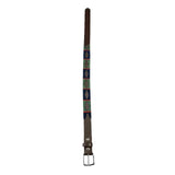 Brown Leather Western Belt with Blue & Green Embroidery - Rockmount Ranch Wear - Flyclothing LLC